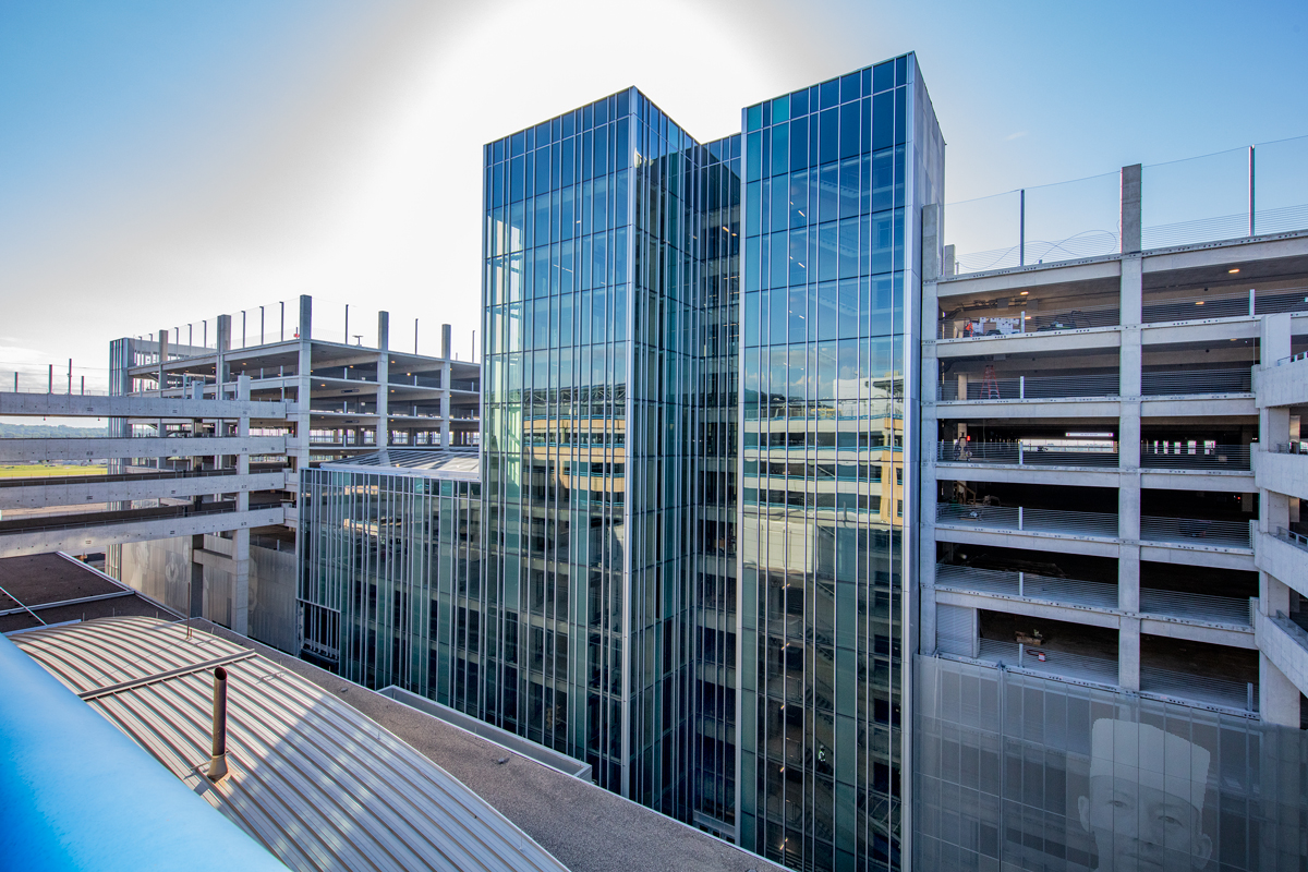 MSP Terminal 1-Lindbergh Parking Expansion Minneapolis St. Paul International Airport Silver Ramp Transit Center Kawneer North America Transportation Project Minneapolis Minnesota